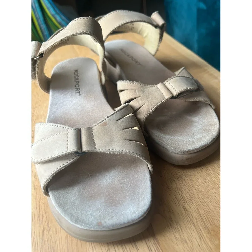 Rockport Leather Slingback 7M Taupe/Nude Neutral Sandals